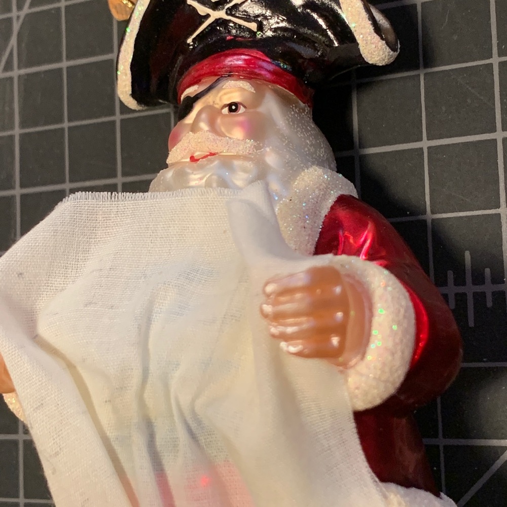 Christopher Radko Pirate Santa vintage glass ornament with treasure map
